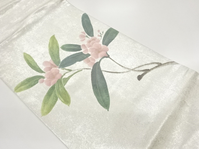 JAPANESE KIMONO / HIBAKU FLOWER / LEAF PATTERN NAGOYA OBI